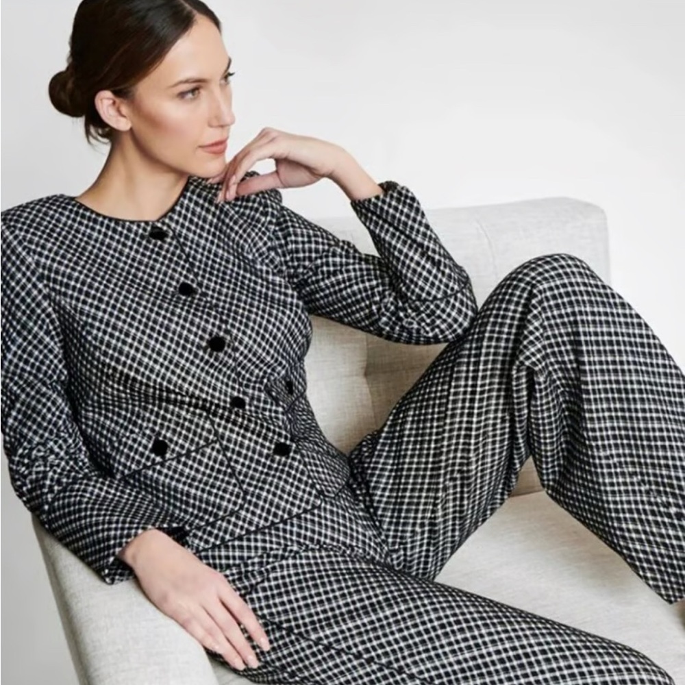 Spanx Ponte Lady Jacket in Jacquard Classic Black Plaid Size XL - Picture 3 of 12